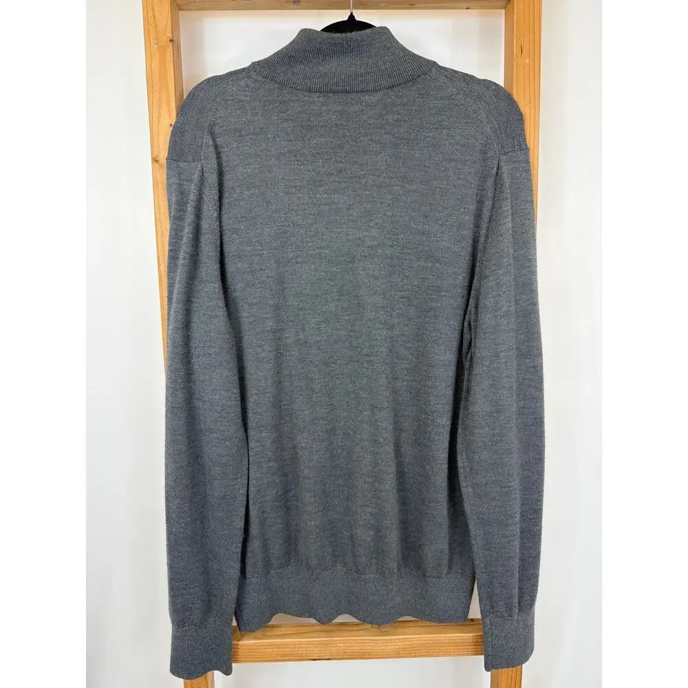 Banana Republic Gray Quarter Zip  Pocket Jacket Size XL Italian Yarn Wool Blend